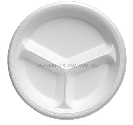 10" Genpak Laminated Foam 3 Compartment Plate 500/CS