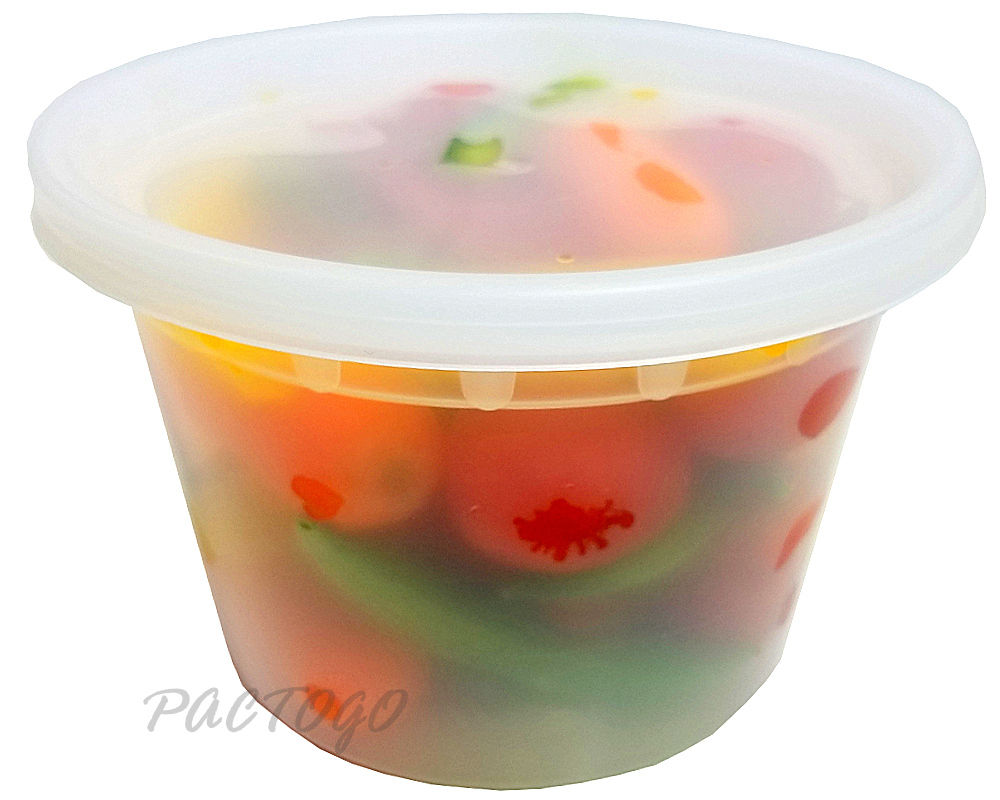 16 oz Pint Deli Plastic Food Microwavable Storage Containers With