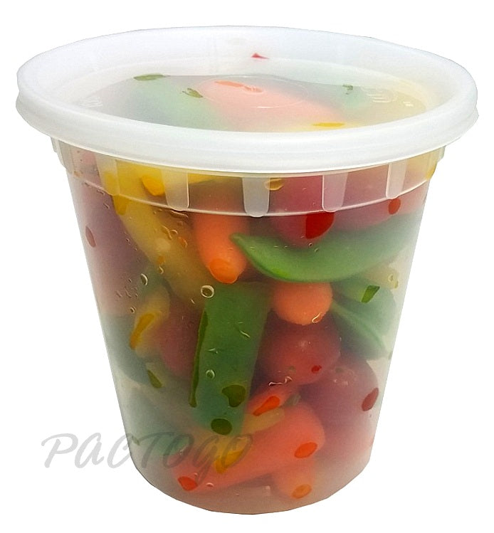 [24 Sets - 32 oz.] Plastic Deli Food Storage Soup Togo