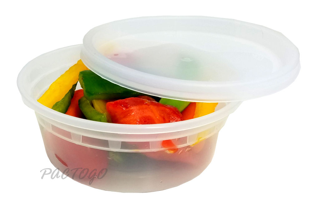 Choice 16 oz. Microwavable Clear Round Deli Container and Lid Combo Pack -  250/Case