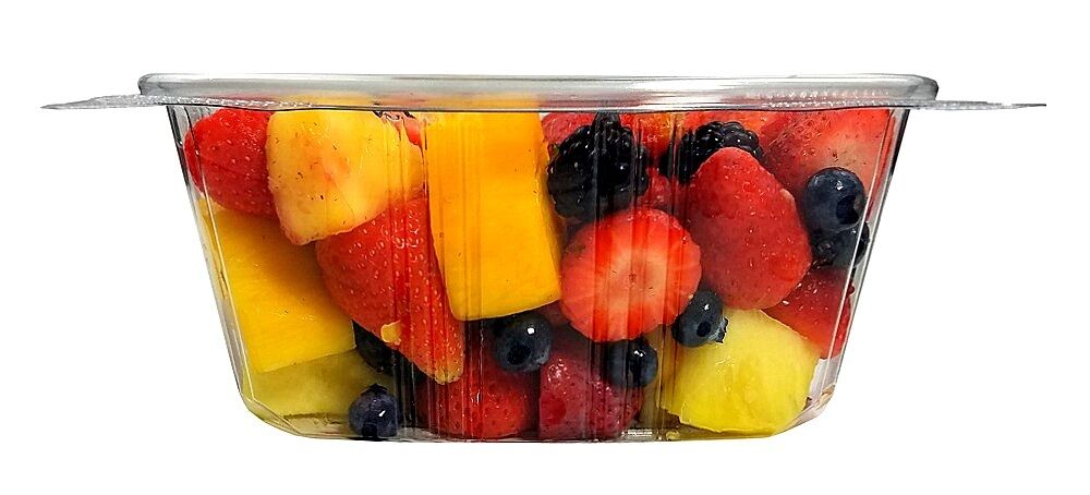 Choice 64 oz. Clear RPET Hinged Deli Container - 50/Pack