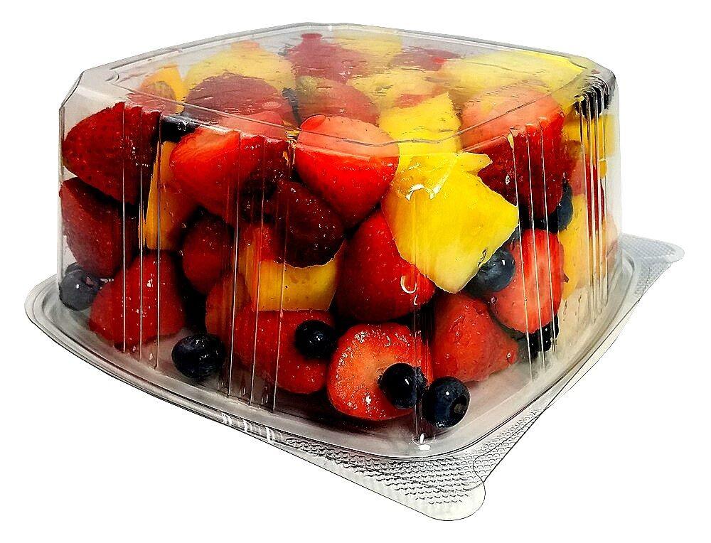 Choice 64 oz. Clear RPET Hinged Deli Container - 200/Case
